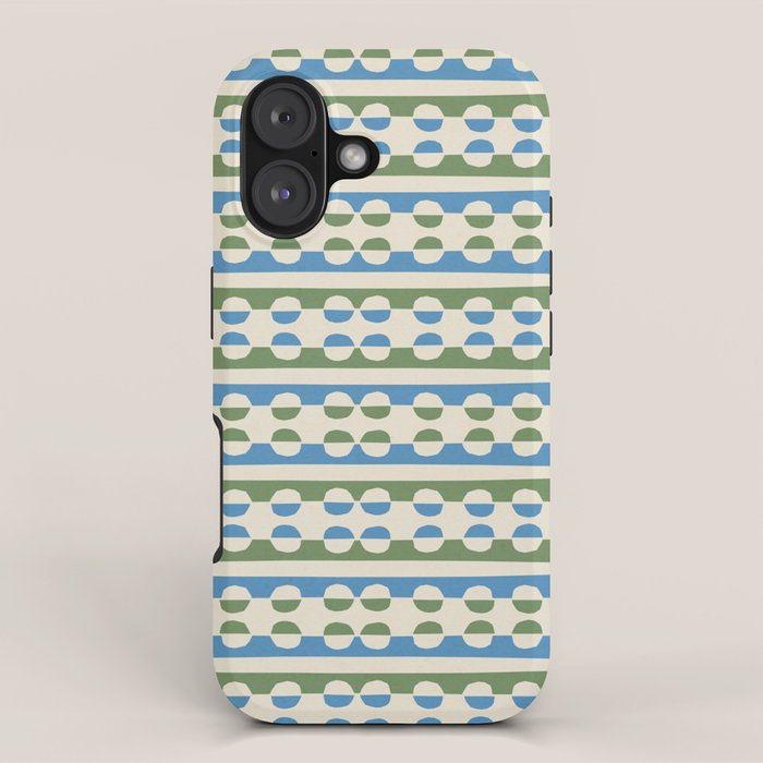 Dots and Lines - Blue and Green iPhone Case Gallery Image 1
