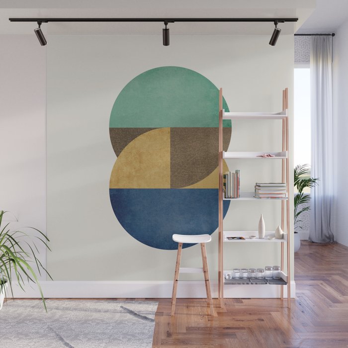 Circle color pieces abstract geometric Wall Mural Gallery Image 1