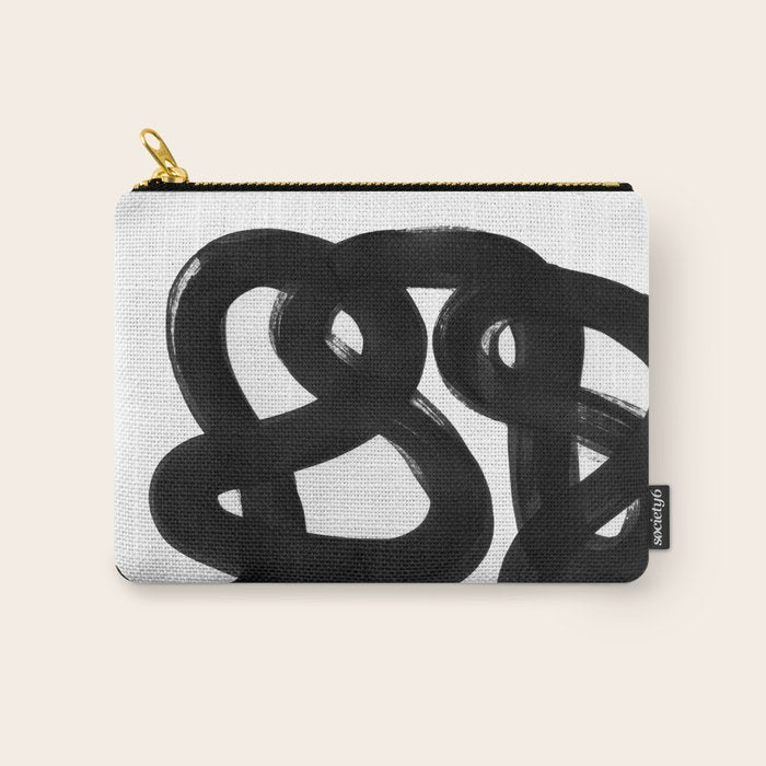 Knots Black & White Minimalist Ink Tribal Mid Century Pattern Dark Painting Pattern Carry All Pouch Gallery Image 1