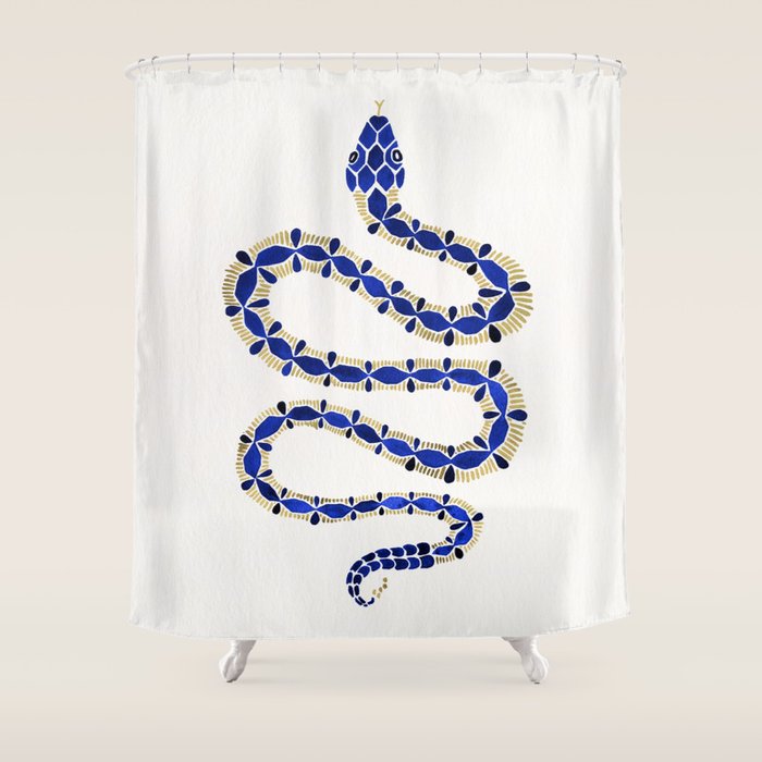 Navy & Gold Serpent Shower Curtain Gallery Image 1
