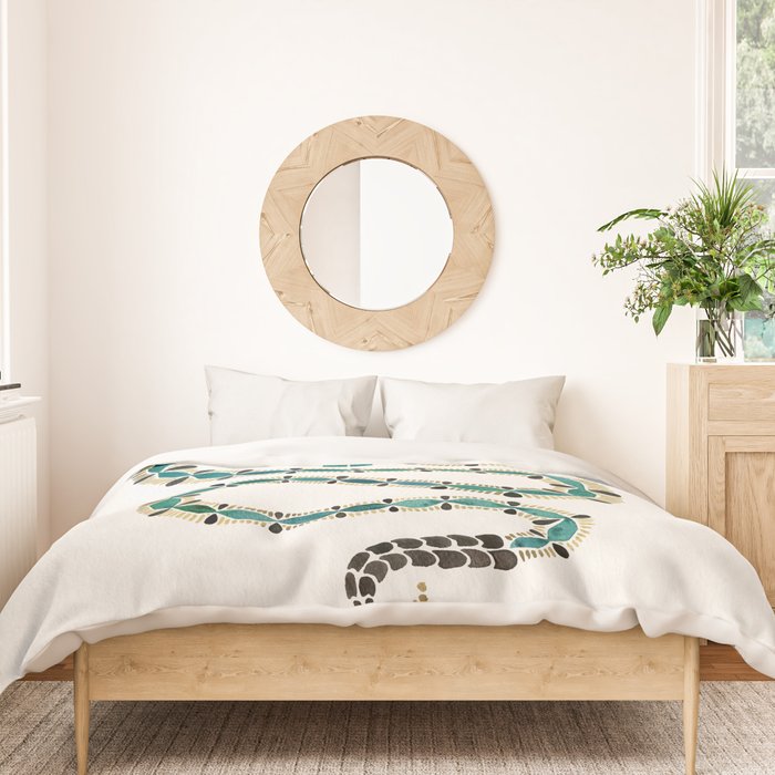 Emerald & Gold Serpent Duvet Cover Gallery Image 3