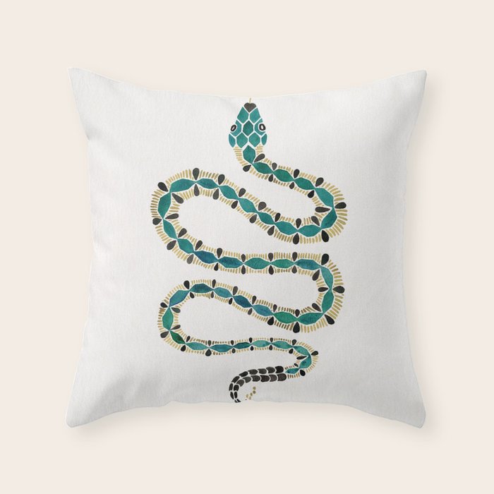 Emerald & Gold Serpent Throw Pillow Gallery Image 6