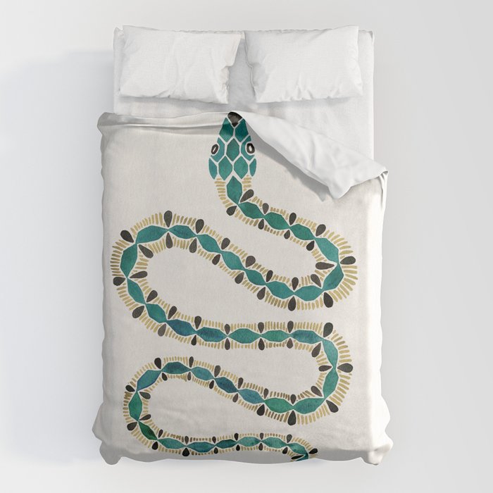 Emerald & Gold Serpent Duvet Cover Gallery Image 6