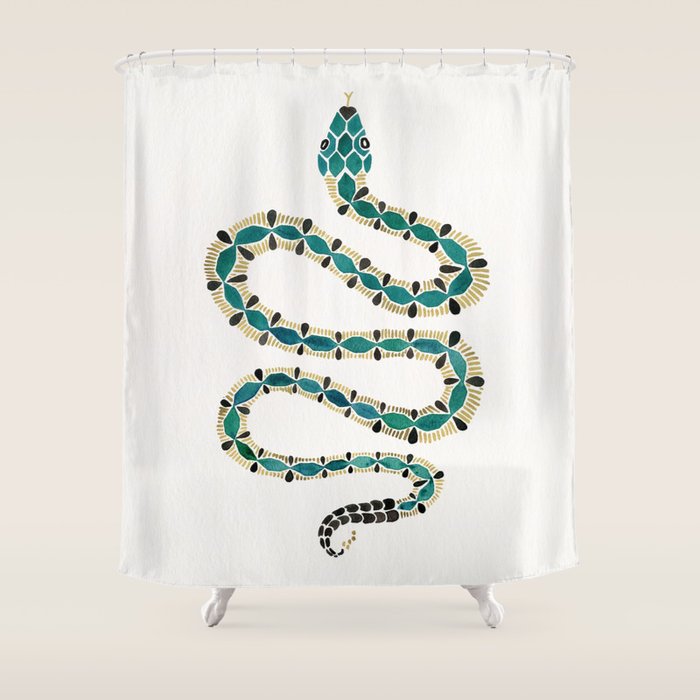 Emerald & Gold Serpent Shower Curtain Gallery Image 1