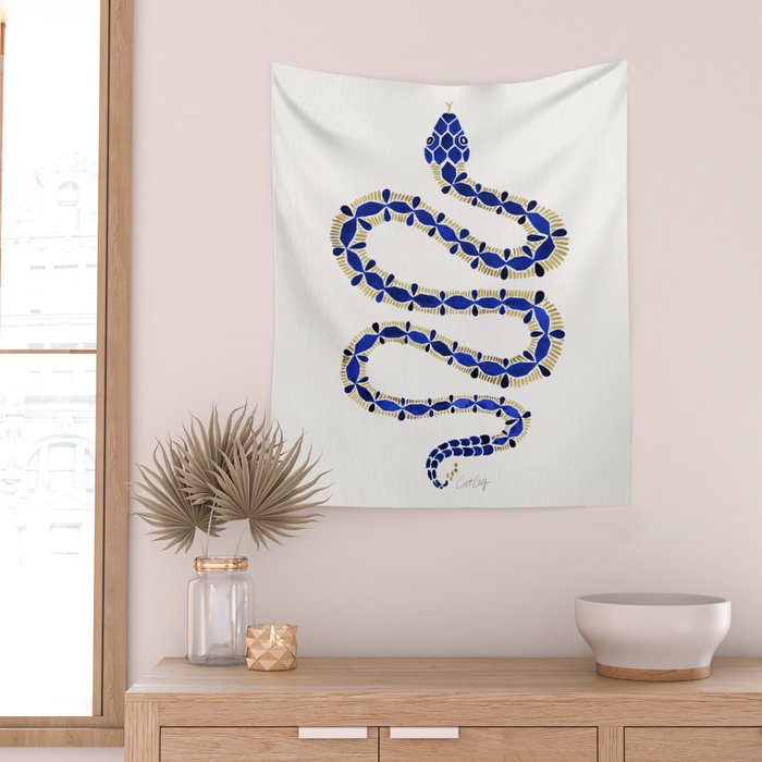 Navy & Gold Serpent Wall Tapestry Gallery Image 2