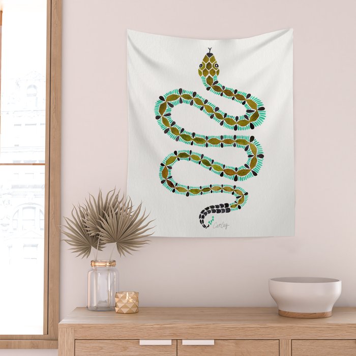 Turquoise Serpent Wall Tapestry Gallery Image 2