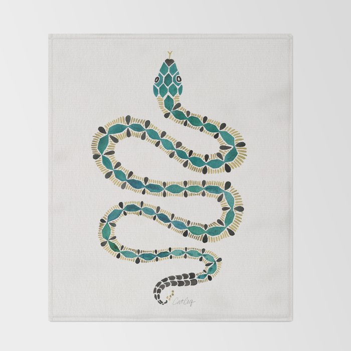 Emerald & Gold Serpent Throw Blanket Gallery Image 2