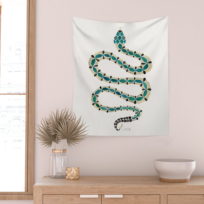 Emerald & Gold Serpent Wall Tapestry Gallery Image 2