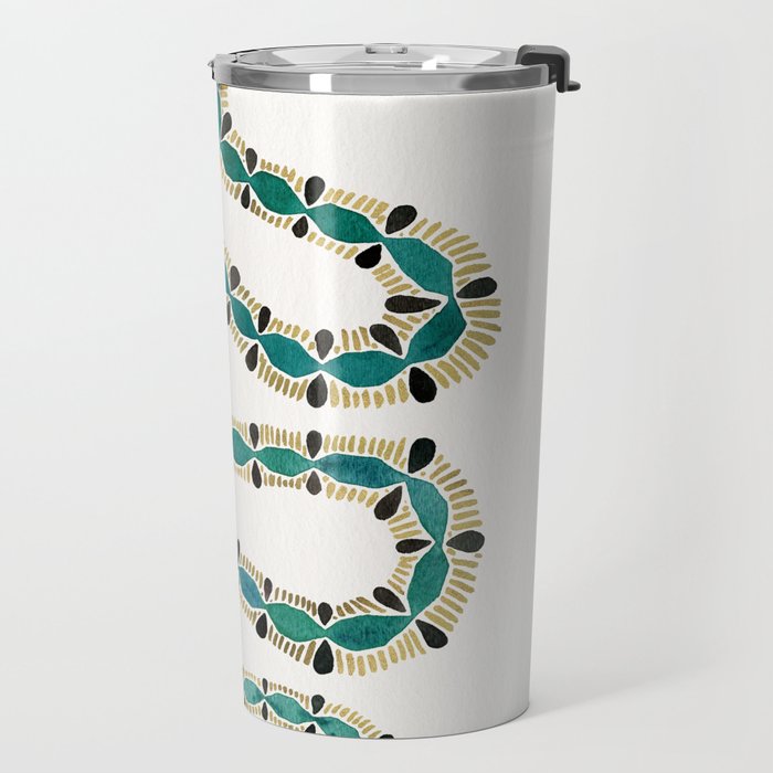 Emerald & Gold Serpent Travel Mug Gallery Image 2