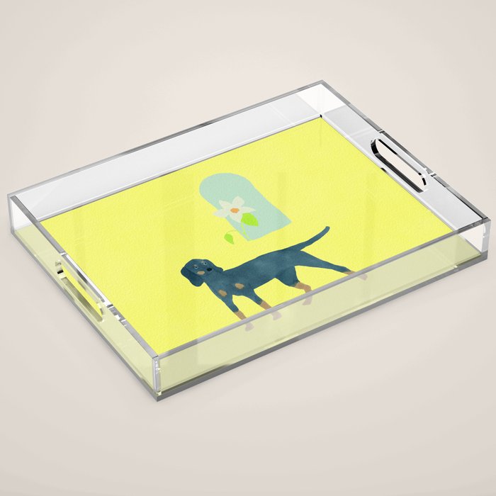 Dog and a Half-Round Window - Green and Yellow Acrylic Tray Gallery Image 1