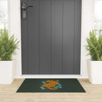 Playful Tabby and Blue Flowers Welcome Mat Gallery Image 3
