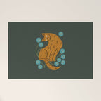 Playful Tabby and Blue Flowers Welcome Mat Gallery Image 1