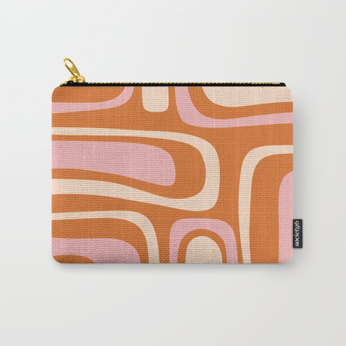 Mid-Century Modern Palm Springs Abstract Pattern Pink Orange Cream Carry All Pouch Gallery Image 1