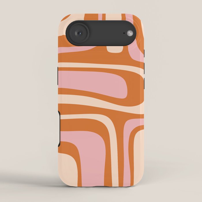 Mid-Century Modern Palm Springs Abstract Pattern Pink Orange Cream iPhone Case Gallery Image 2