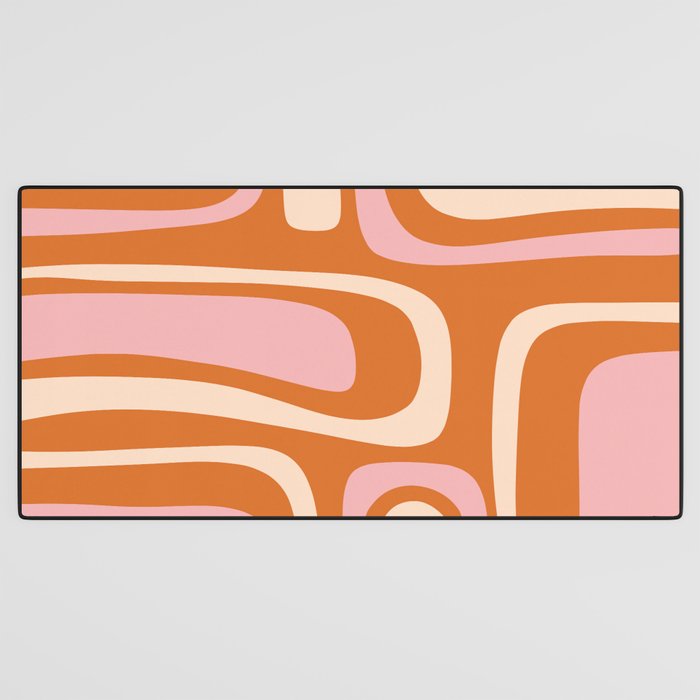 Mid-Century Modern Palm Springs Abstract Pattern Pink Orange Cream Desk Mat Gallery Image 3