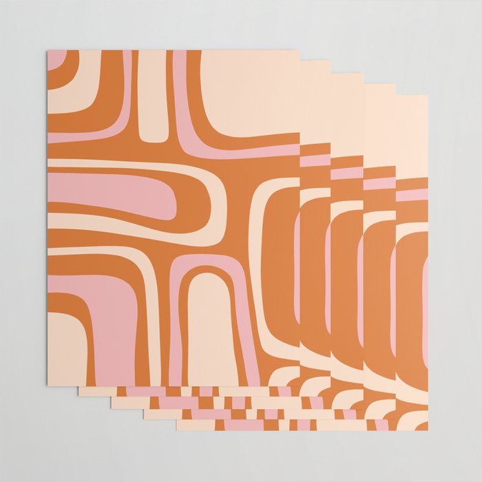 Mid-Century Modern Palm Springs Abstract Pattern Pink Orange Cream Wrapping Paper Gallery Image 3