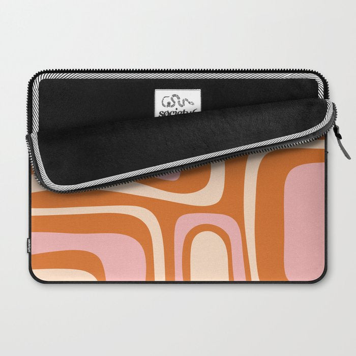 Mid-Century Modern Palm Springs Abstract Pattern Pink Orange Cream Laptop Sleeve Gallery Image 2