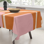 Mid-Century Modern Palm Springs Abstract Pattern Pink Orange Cream Tablecloth Gallery Image 3