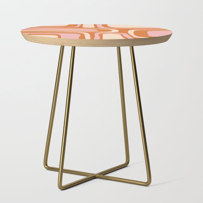 Mid-Century Modern Palm Springs Abstract Pattern Pink Orange Cream Side Table Gallery Image 1
