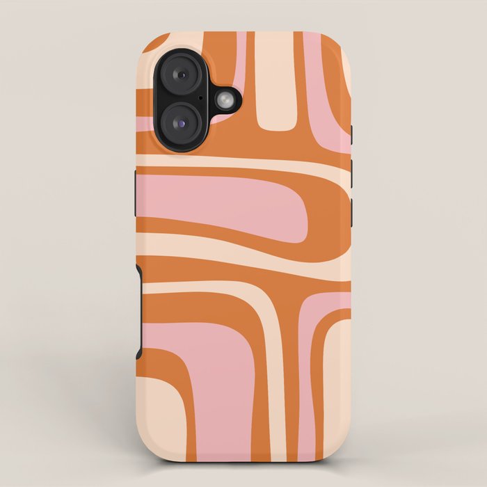 Mid-Century Modern Palm Springs Abstract Pattern Pink Orange Cream iPhone Case Gallery Image 1