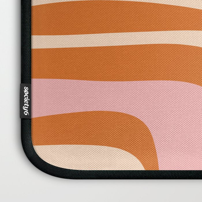 Mid-Century Modern Palm Springs Abstract Pattern Pink Orange Cream Laptop Sleeve Gallery Image 3