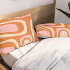 Mid-Century Modern Palm Springs Abstract Pattern Pink Orange Cream Pillow Sham Gallery Image 2