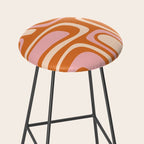 Mid-Century Modern Palm Springs Abstract Pattern Pink Orange Cream Stool Gallery Image 2