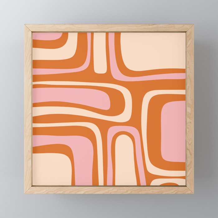 Mid-Century Modern Palm Springs Abstract Pattern Pink Orange Cream Mini Art Print Gallery Image 1