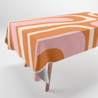 Mid-Century Modern Palm Springs Abstract Pattern Pink Orange Cream Tablecloth Gallery Image 1