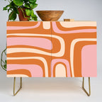 Mid-Century Modern Palm Springs Abstract Pattern Pink Orange Cream Credenza Gallery Image 1