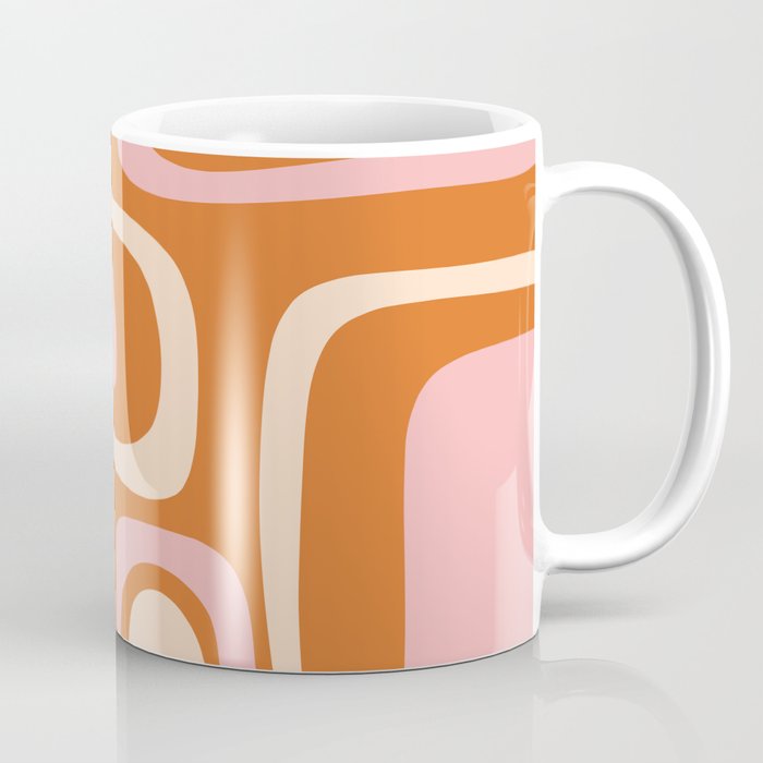 Mid-Century Modern Palm Springs Abstract Pattern Pink Orange Cream Coffee Mug Gallery Image 1