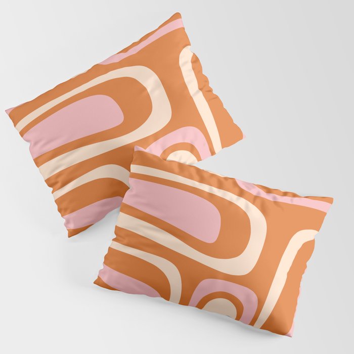 Mid-Century Modern Palm Springs Abstract Pattern Pink Orange Cream Pillow Sham Gallery Image 3