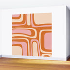 Mid-Century Modern Palm Springs Abstract Pattern Pink Orange Cream Wall Mural Gallery Image 2
