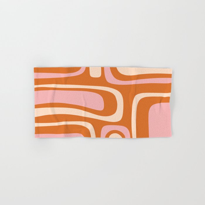 Mid-Century Modern Palm Springs Abstract Pattern Pink Orange Cream Bath Towel Gallery Image 1