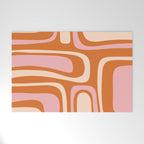 Mid-Century Modern Palm Springs Abstract Pattern Pink Orange Cream Welcome Mat Gallery Image 1