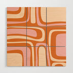Mid-Century Modern Palm Springs Abstract Pattern Pink Orange Cream Wood Wall Art Gallery Image 1