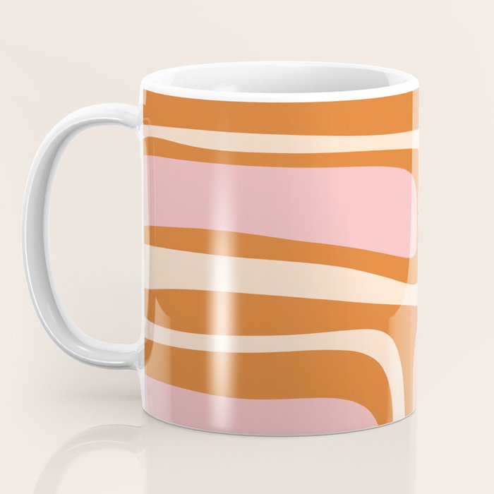 Mid-Century Modern Palm Springs Abstract Pattern Pink Orange Cream Coffee Mug Gallery Image 3