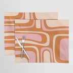 Mid-Century Modern Palm Springs Abstract Pattern Pink Orange Cream Placemat Gallery Image 1