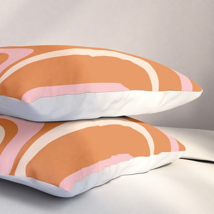 Mid-Century Modern Palm Springs Abstract Pattern Pink Orange Cream Pillow Sham Gallery Image 3