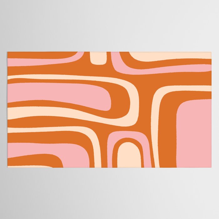 Mid-Century Modern Palm Springs Abstract Pattern Pink Orange Cream Tablecloth Gallery Image 2