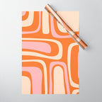 Mid-Century Modern Palm Springs Abstract Pattern Pink Orange Cream Wrapping Paper Gallery Image 1