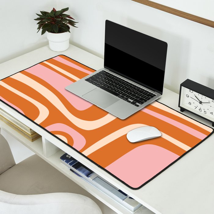 Mid-Century Modern Palm Springs Abstract Pattern Pink Orange Cream Desk Mat Gallery Image 2