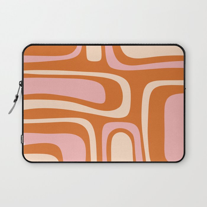 Mid-Century Modern Palm Springs Abstract Pattern Pink Orange Cream Laptop Sleeve Gallery Image 1