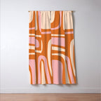 Mid-Century Modern Palm Springs Abstract Pattern Pink Orange Cream Window Curtain Gallery Image 3