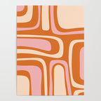 Mid-Century Modern Palm Springs Abstract Pattern Pink Orange Cream Poster Gallery Image 4