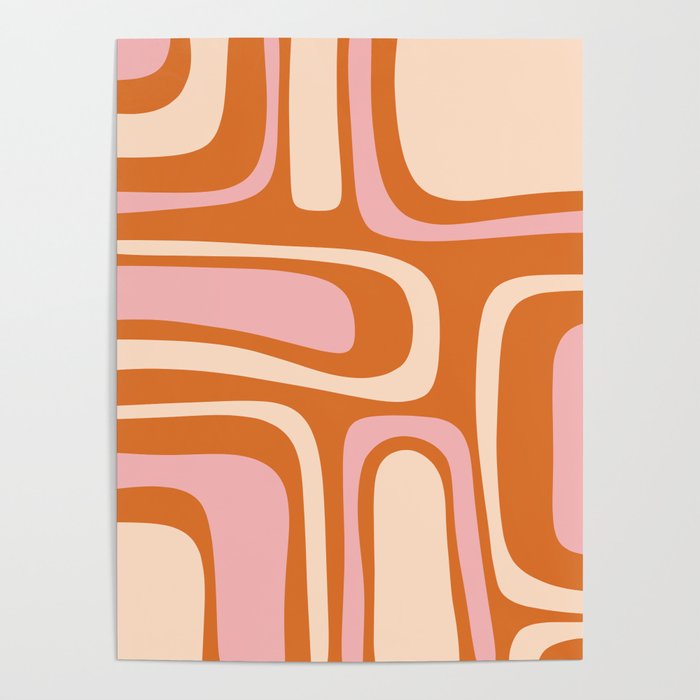Mid-Century Modern Palm Springs Abstract Pattern Pink Orange Cream Poster Gallery Image 4
