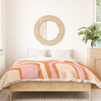 Mid-Century Modern Palm Springs Abstract Pattern Pink Orange Cream Duvet Cover Gallery Image 3