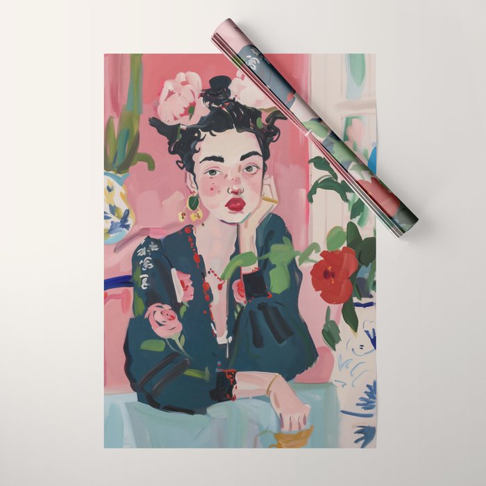 Dreamy Muse in Bloom  Wrapping Paper Gallery Image 1