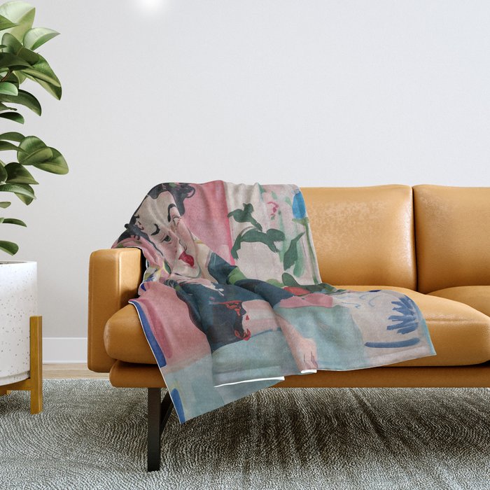 Dreamy Muse in Bloom  Throw Blanket Gallery Image 1