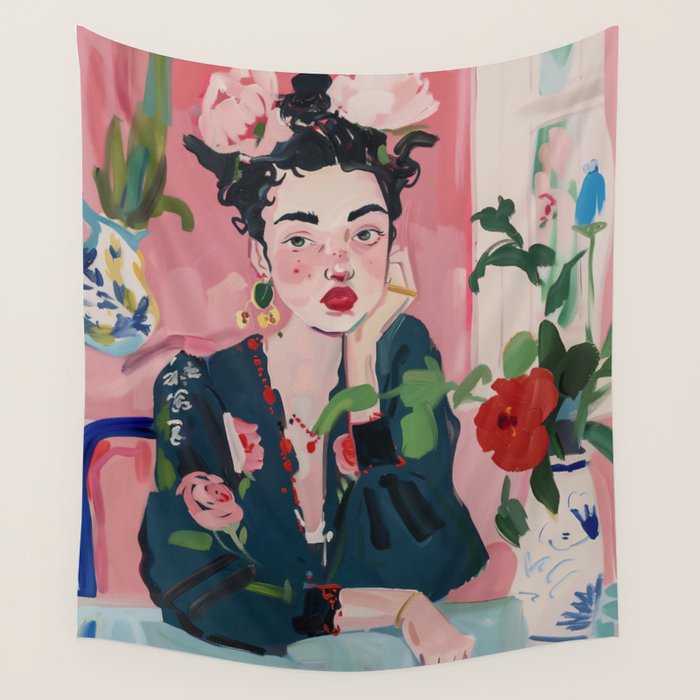 Dreamy Muse in Bloom  Wall Tapestry Gallery Image 4
